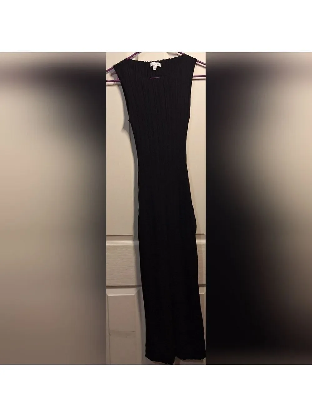 Fitted Long Length Moiu Muse Black Ribbed Maxi Dress Size Small
